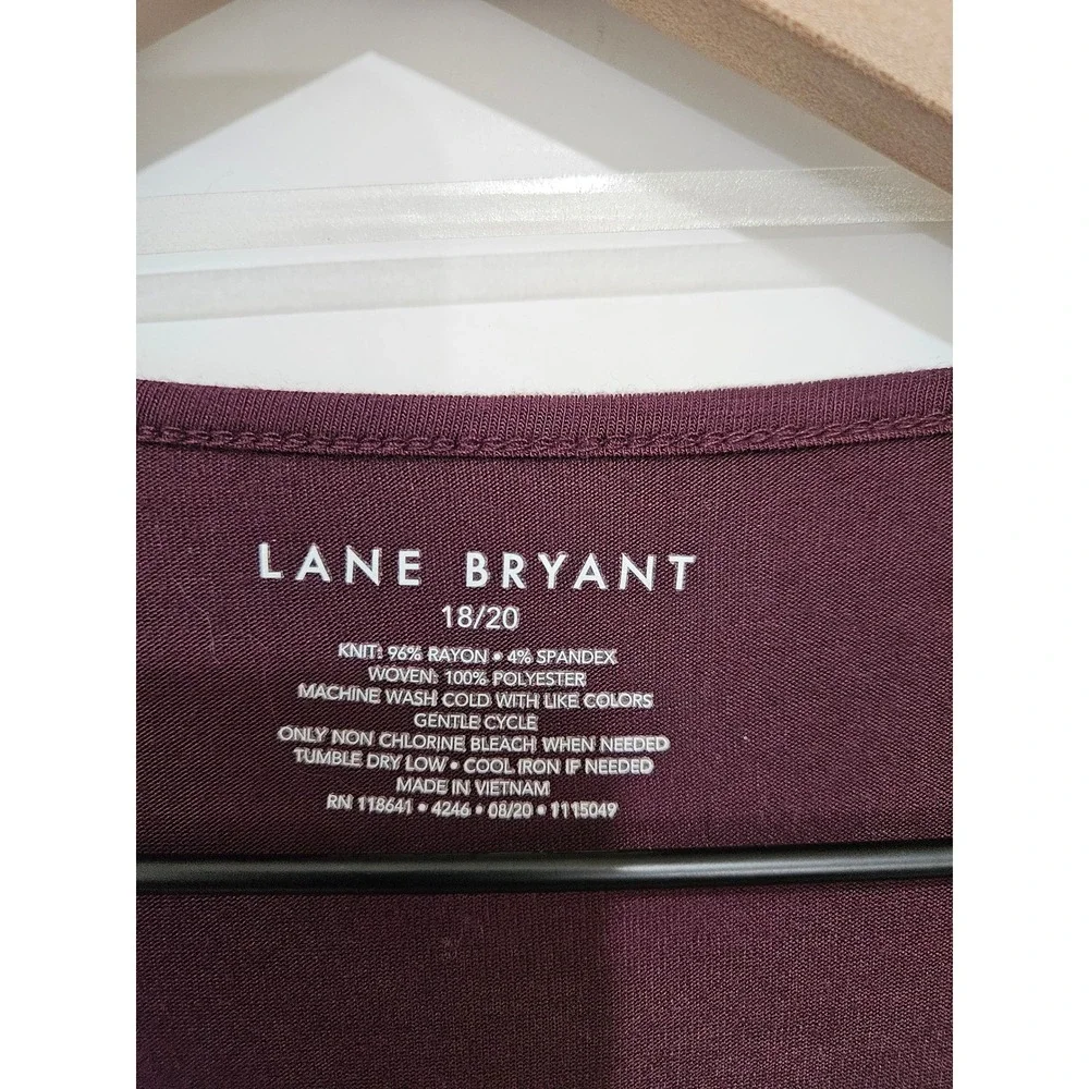 Lane Bryant Womens Burgundy Open Front Cardigan Chiffon Trim 18/20 1115049 - Picture 2 of 4